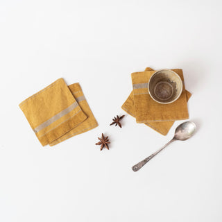 Leinen - Untersetzer im 4er - Set, Amber Bronze Stripes - Linen Tales Leinen - Untersetzer im 4er - Set, Amber Bronze Stripes - Linen Tales