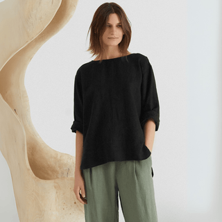 Leinen - Top Bilberry, Black - Linen Tales Leinen - Top Bilberry, Black - Linen Tales