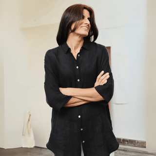 Leinenbluse Damen Oregano, Black - Linen Tales Leinenbluse Damen Oregano, Black - Linen Tales