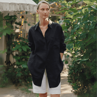 Leinenbluse Damen Rondo, Black - Linen Tales Leinenbluse Damen Rondo, Black - Linen Tales