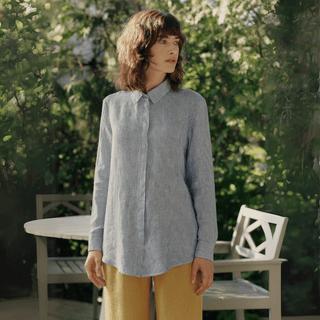 Leinenbluse Damen Azalea, Blue White Stripes - Linen Tales Leinenbluse Damen Azalea, Blue White Stripes - Linen Tales