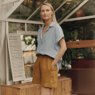 Leinenbluse Damen Melody, Blue White Stripes - Linen Tales Leinenbluse Damen Melody, Blue White Stripes - Linen Tales