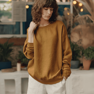 Leinen - Pullover Dahlia, Bronze - Linen Tales Leinen - Pullover Dahlia, Bronze - Linen Tales