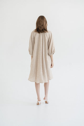 Leinenkleid Mahina, Bronze White Stripes - Linen Tales Leinenkleid Mahina, Bronze White Stripes - Linen Tales