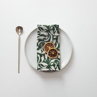 Leinen-Servietten im 2er-Set, Evergreen Damask Leinen-Servietten im 2er-Set, Evergreen Damask 2