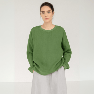 Leinen - Pullover Dahlia, Foliage Green - Linen Tales Leinen - Pullover Dahlia, Foliage Green - Linen Tales