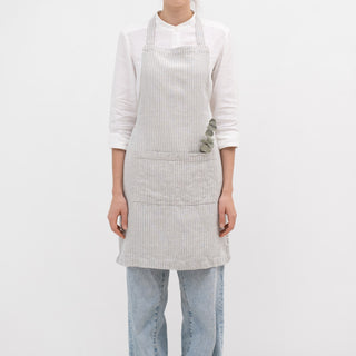 Leinen - Schürze Daily, Grey Blue Pinstripe Rustic - Linen Tales Leinen - Schürze Daily, Grey Blue Pinstripe Rustic - Linen Tales