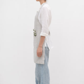 Leinen - Schürze Daily, Grey Blue Pinstripe Rustic - Linen Tales Leinen - Schürze Daily, Grey Blue Pinstripe Rustic - Linen Tales