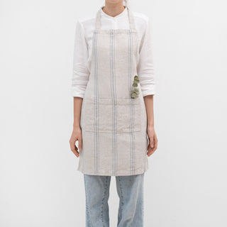 Leinen - Schürze Daily, Grey Blue Wide Stripe Rustic - Linen Tales Leinen - Schürze Daily, Grey Blue Wide Stripe Rustic - Linen Tales