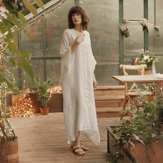 Leinenkleid Beach, Optical White - Linen Tales Leinenkleid Beach, Optical White - Linen Tales