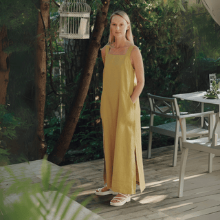 Leinenkleid Fugue, Lemon Curry - Linen Tales Leinenkleid Fugue, Lemon Curry - Linen Tales