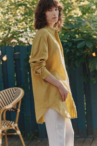 Leinenbluse Damen Rondo, Lemon Curry - Linen Tales Leinenbluse Damen Rondo, Lemon Curry - Linen Tales