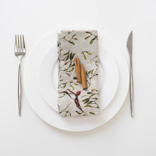 Leinen-Servietten im 2er-Set, Mistletoe on Natural Leinen-Servietten im 2er-Set, Mistletoe on Natural 2