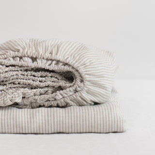 Leinen - Spannbettlaken, Natural Stripes - Linen Tales Leinen - Spannbettlaken, Natural Stripes - Linen Tales