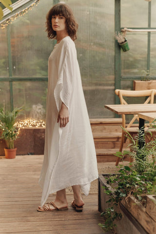 Leinenkleid Beach, Optical White - Linen Tales Leinenkleid Beach, Optical White - Linen Tales