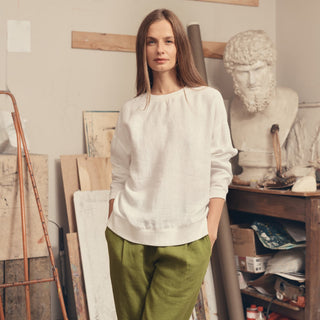 Leinen - Pullover Dahlia, Optical White - Linen Tales Leinen - Pullover Dahlia, Optical White - Linen Tales