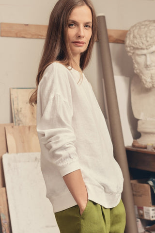 Leinen - Pullover Dahlia, Optical White - Linen Tales Leinen - Pullover Dahlia, Optical White - Linen Tales