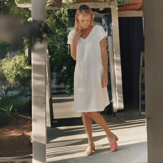 Leinenkleid Goldenrod, Optical White - Linen Tales Leinenkleid Goldenrod, Optical White - Linen Tales