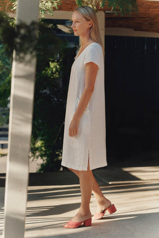 Leinenkleid Goldenrod, Optical White - Linen Tales Leinenkleid Goldenrod, Optical White - Linen Tales
