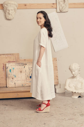 Leinen - kleid Speedwell, Optical White - Linen Tales Leinen - kleid Speedwell, Optical White - Linen Tales