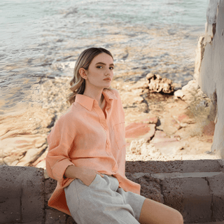 Leinenbluse Damen Rondo, Peach - Linen Tales Leinenbluse Damen Rondo, Peach - Linen Tales