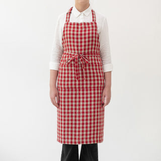 Leinen-Schürze Chef, Red Gingham Leinen-Schürze Chef, Red Gingham
