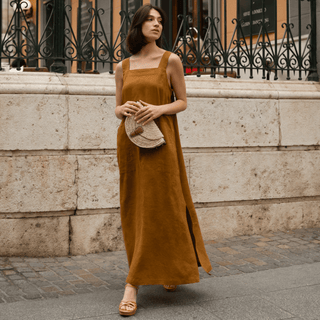 Leinenkleid Fugue, Bronze - Linen Tales Leinenkleid Fugue, Bronze - Linen Tales