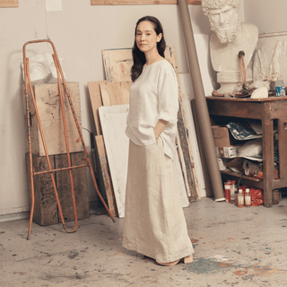 Leinen - Top Bilberry, Optical White - Linen Tales Leinen - Top Bilberry, Optical White - Linen Tales
