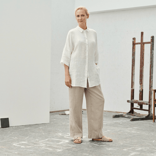 Leinen - bluse Damen Oregano, Optical White - Linen Tales Leinen - bluse Damen Oregano, Optical White - Linen Tales