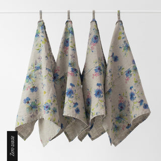 Zero Waste Leinen - Geschirrtücher im 4er - Set, Flowers on Natural - Linen Tales Zero Waste Leinen - Geschirrtücher im 4er - Set, Flowers on Natural - Linen Tales