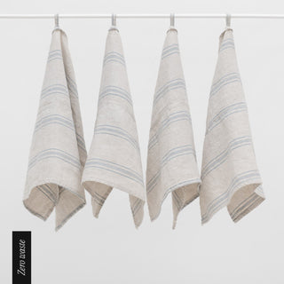 Zero Waste Leinen - Geschirrtücher im 4er - Set, Grey Blue Wide Stripe Rustic - Linen Tales Zero Waste Leinen - Geschirrtücher im 4er - Set, Grey Blue Wide Stripe Rustic - Linen Tales 1