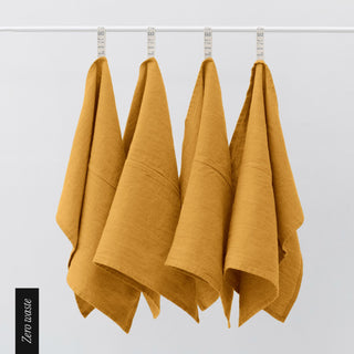 Zero Waste Leinen - Geschirrtücher im 4er - Set, Mustard - Linen Tales Zero Waste Leinen - Geschirrtücher im 4er - Set, Mustard - Linen Tales