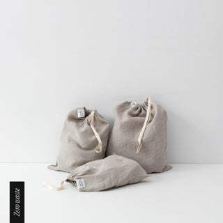 Zero Waste Kordelzugbeutel aus Leinen im 3 - er Set, Natural - Linen Tales Zero Waste Kordelzugbeutel aus Leinen im 3 - er Set, Natural - Linen Tales