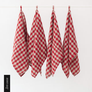 Zero Waste Leinen - Geschirrtücher im 4er - Set, Red Gingham - Linen Tales Zero Waste Leinen - Geschirrtücher im 4er - Set, Red Gingham - Linen Tales
