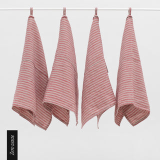 Zero Waste Leinen - Geschirrtücher im 4er - Set, Red Natural Stripes - Linen Tales Zero Waste Leinen - Geschirrtücher im 4er - Set, Red Natural Stripes - Linen Tales