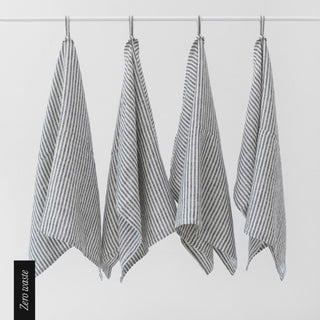 Zero Waste Leinen - Geschirrtücher im 4er - Set, Thin Black Stripes - Linen Tales Zero Waste Leinen - Geschirrtücher im 4er - Set, Thin Black Stripes - Linen Tales