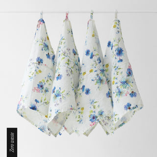 Zero Waste Leinen - Geschirrtücher im 4er - Set, White Flowers - Linen Tales Zero Waste Leinen - Geschirrtücher im 4er - Set, White Flowers - Linen Tales