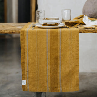 Leinen - Tischläufer, Amber Bronze Stripes - Linen Tales Leinen - Tischläufer, Amber Bronze Stripes - Linen Tales