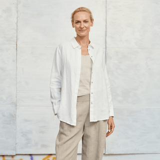 Leinen - bluse Damen Azalea, Optical White - Linen Tales Leinen - bluse Damen Azalea, Optical White - Linen Tales