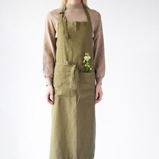 Leinen - Schürze Chef, Martini Olive - Linen Tales Leinen - Schürze Chef, Martini Olive - Linen Tales