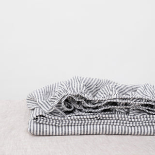 Leinen - Spannbettlaken, Thin Black Stripes - Linen Tales Leinen - Spannbettlaken, Thin Black Stripes - Linen Tales