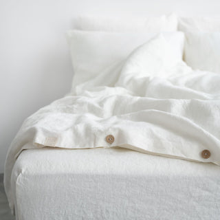 White Leinen Bettbezug-Set 