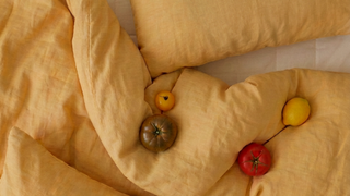 Leinen-Bettbezug-Set, Butter 