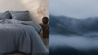 Leinen-Bettbezug-Set, Blue Fog 