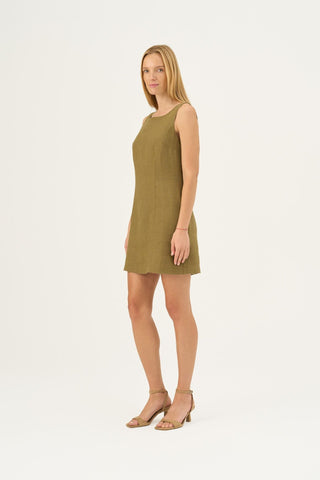Leinenkleid Alba, Olive Khaki 3
