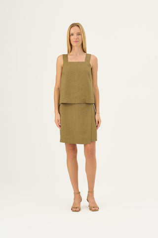 Leinen-Top Polka, Olive Khaki 2