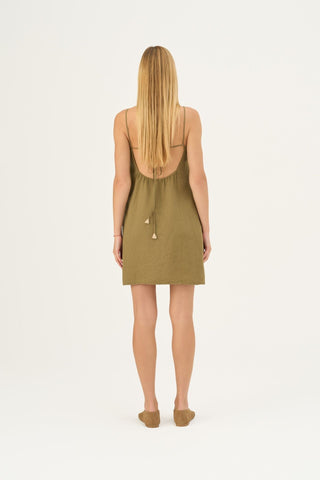 Leinenkleid Stella, Olive Khaki 4