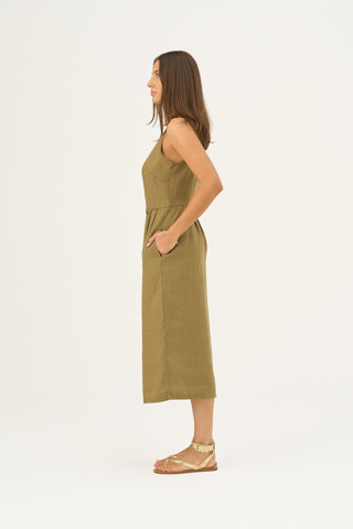 Leinenkleid Camilla, Olive Khaki 4