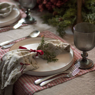 Leinen-Tischset, Red Natural Stripes – Linen Tales