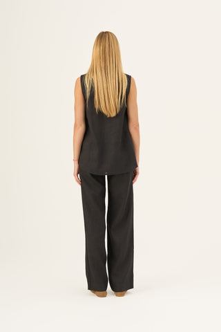 Leinen-Top Audrey, Black 4